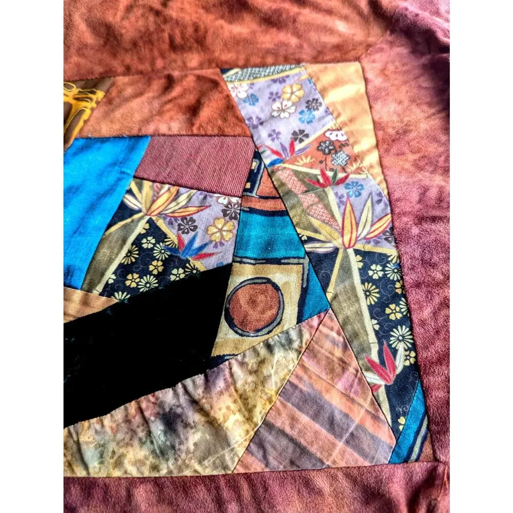 Vintage 90s Handmade Crazy Quilt Pillow Cover 18